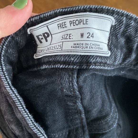 Free people wales cropped wide-leg black jeans size 24 - Picture 4 of 4